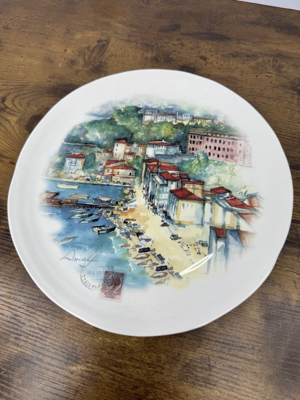 Opificio Etico Amalfi Italy Ceramic Decorative Plate Coastal Harbor Scene